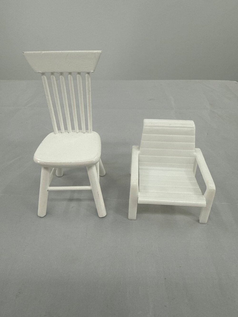 2pc White Dollhouse Chairs Miniature Shabby Chic Coquette